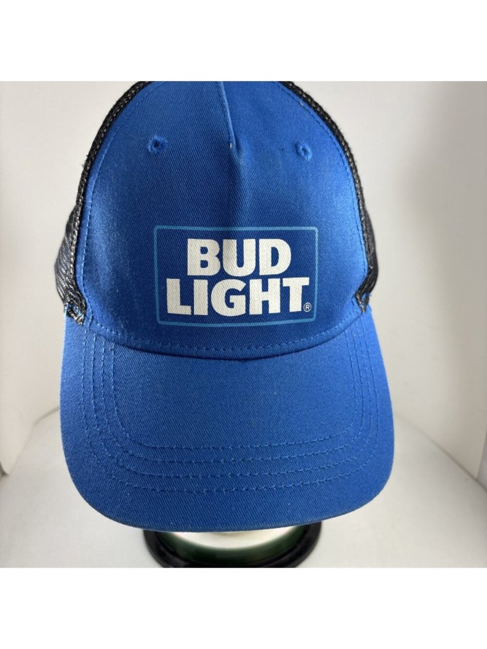 Bud Light Budweiser Cap Hat Adjustable White Logo Beer Mesh Back Trucker
